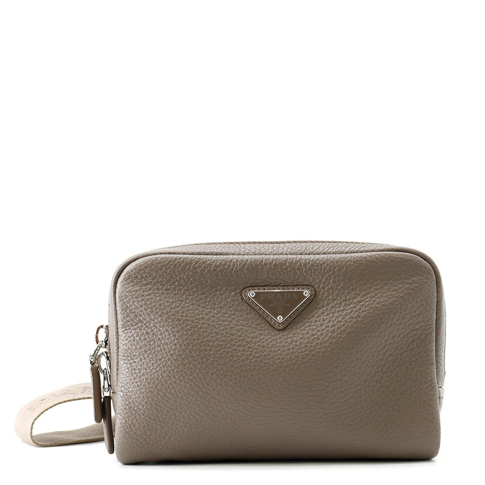 Prada Body Bag Vitello Daino Shoulder Triangle Leather Waist Pouch